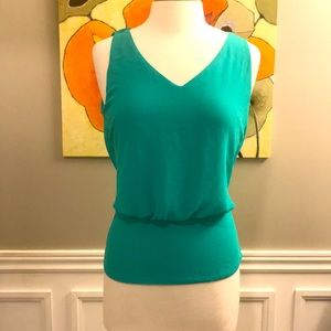 Ladies green top with gorgeous back detail size S
